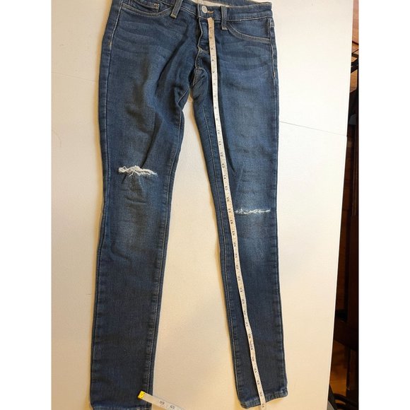 Flying Monkey Womens Jeans Skinny Leg Five Design Pockets Distressed Blue SZ 25 - Picture 5 of 10